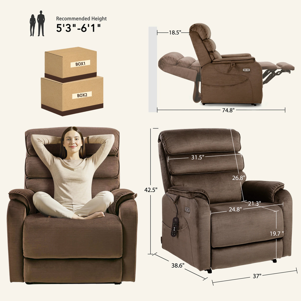 Eonix home EONIX 19.7''x11.8'' Lumber Pillow for Power Recliner 