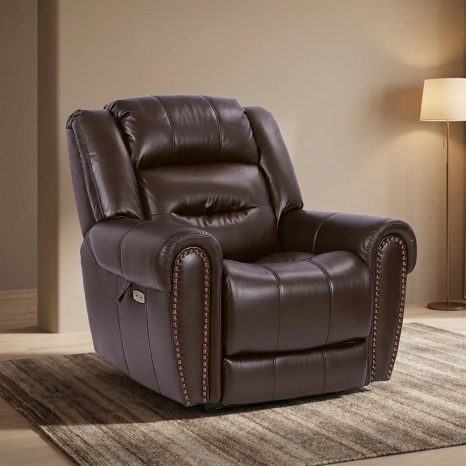 Dual Motor Lift Recliner with Lay Flat Sleep and 8-Point Vibration Massage - SLRY005061