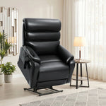 EONIX big and tall dual motor power lift chair in a tilted assist standing position in a modern living room. 