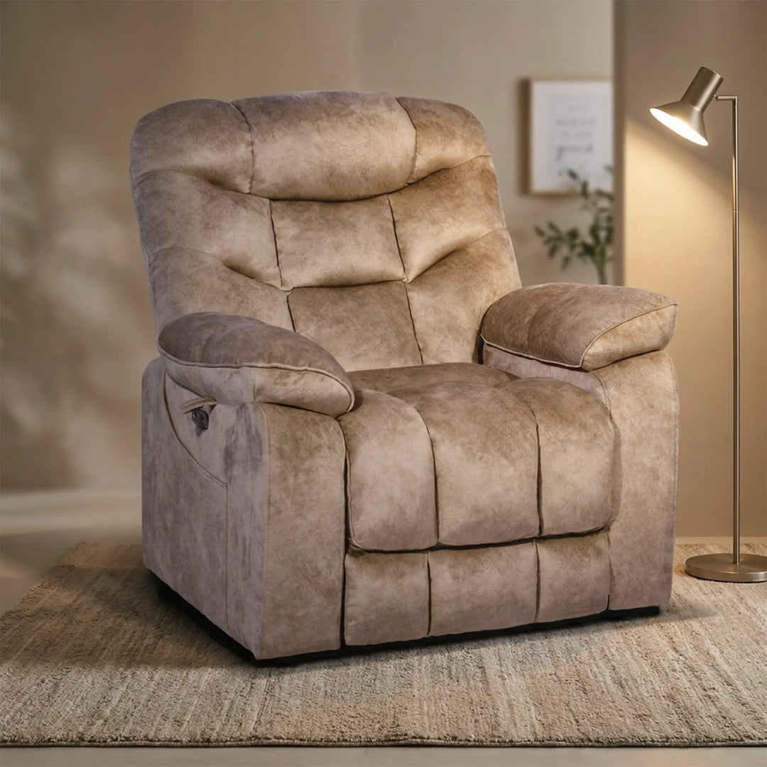 Luxury Oversized Recliner with Power Lift, Lay Flat Sleep & Massage - SLRY008063