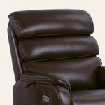 Texture detail of EONIX big and tall power lift chair showing premium leather finish and USB charging port.
