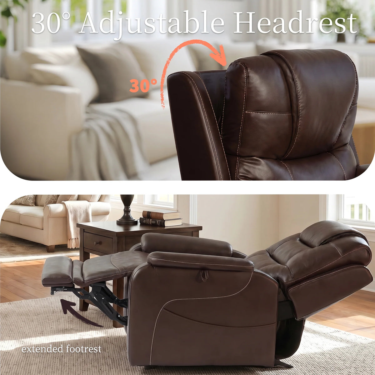 Eonix Home 3-Motor Lay-Flat Lift Recliner with Adjustable Headrest & Home Reset - LRY010062