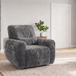 EONIX upright wall hugger reclining sofa with lumbar pillow in a cozy living room setting. 